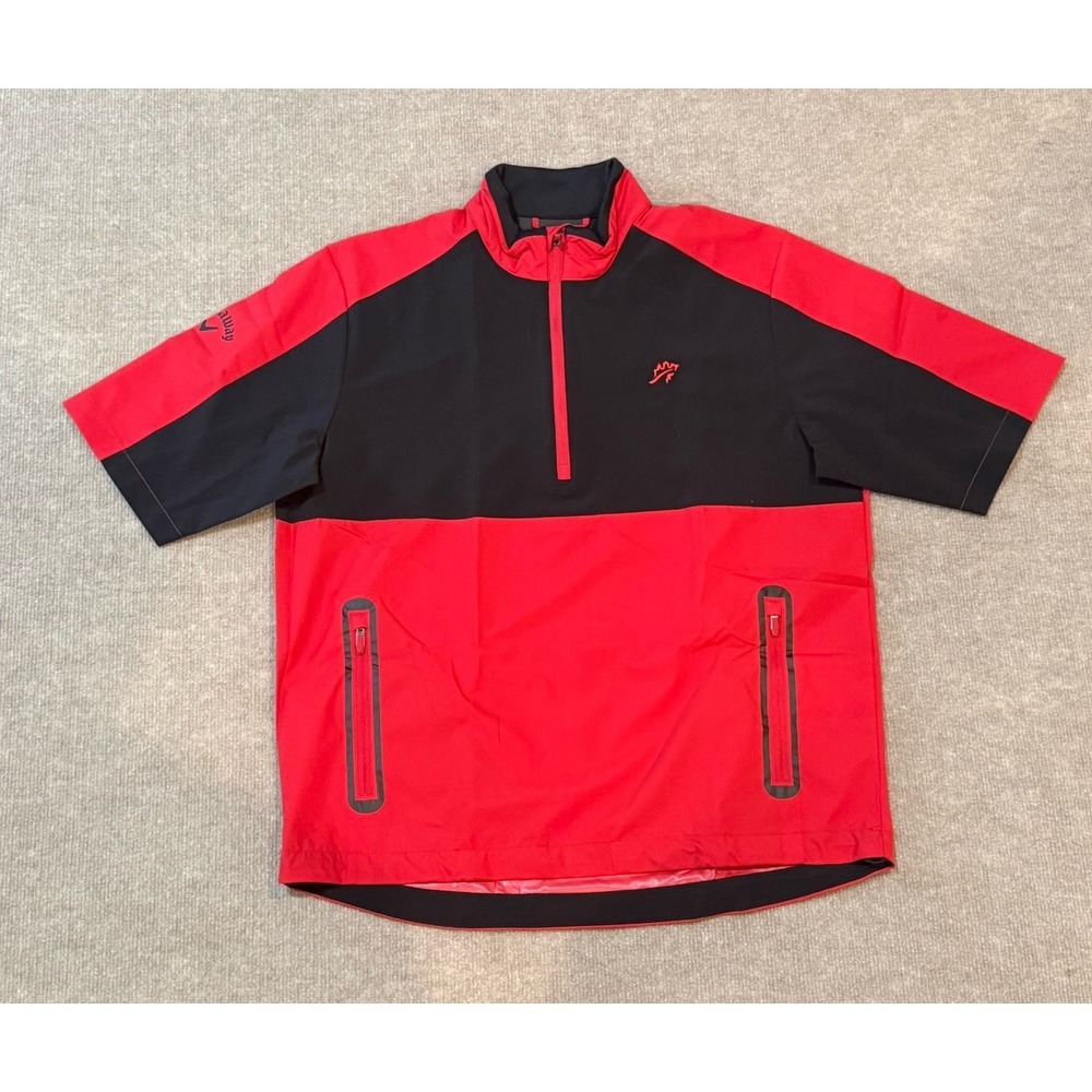 CALLAWAY Weather Series Men's Small Swing Tech Pullover 1/4 Zip Shirt RED/BLACK